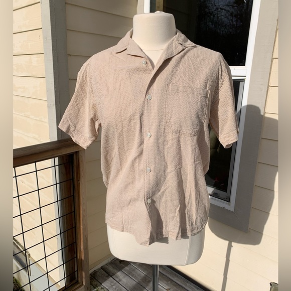 Older Brother Tops - Older Brother Taupe Textured Cotton Shirt Size XS